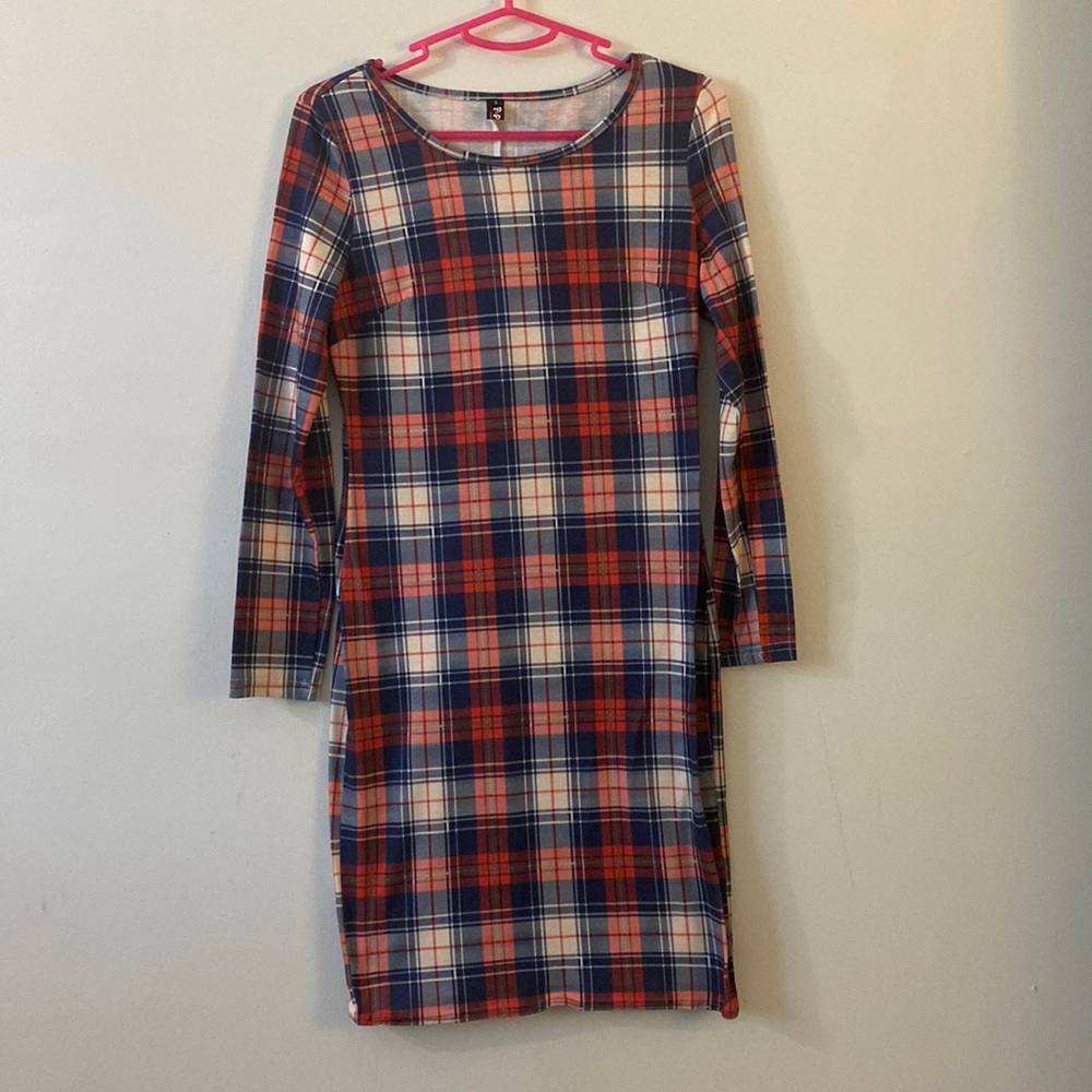 Long sleeve plaid fall dress